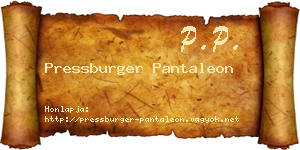 Pressburger Pantaleon névjegykártya